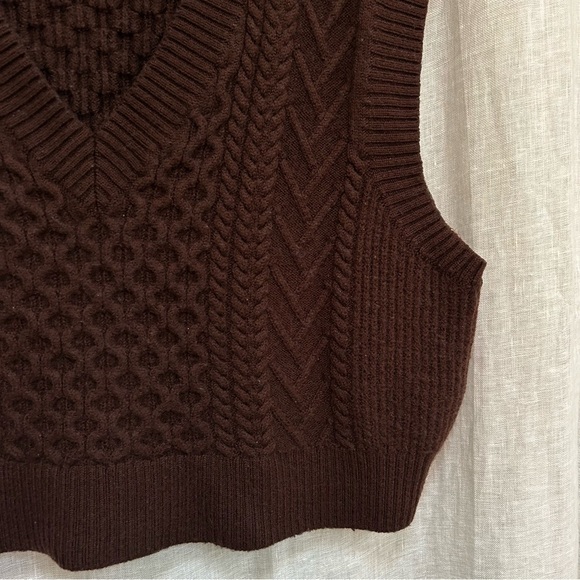 Babaton Emporia Vest in Rich Cocoa XL cable knit. brown Sweater Vest - Picture 7 of 13